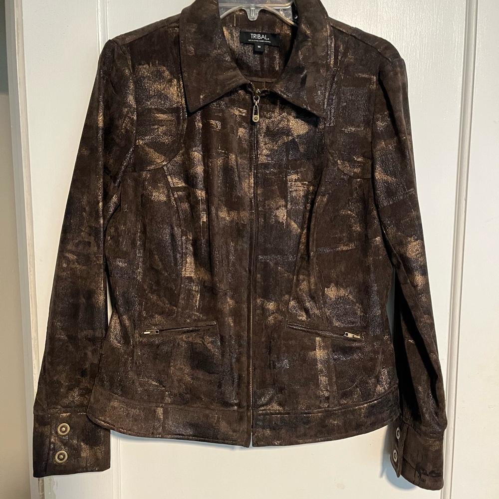 Tribal trendy metallic bronze jacket